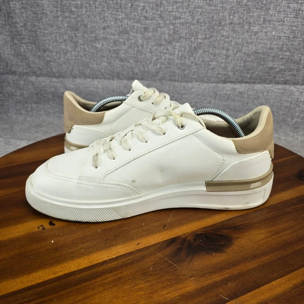 Zara Mens Low Top Sneakers White Tan Minimalist Lace Up 2201/921/001 EU 43 US 10